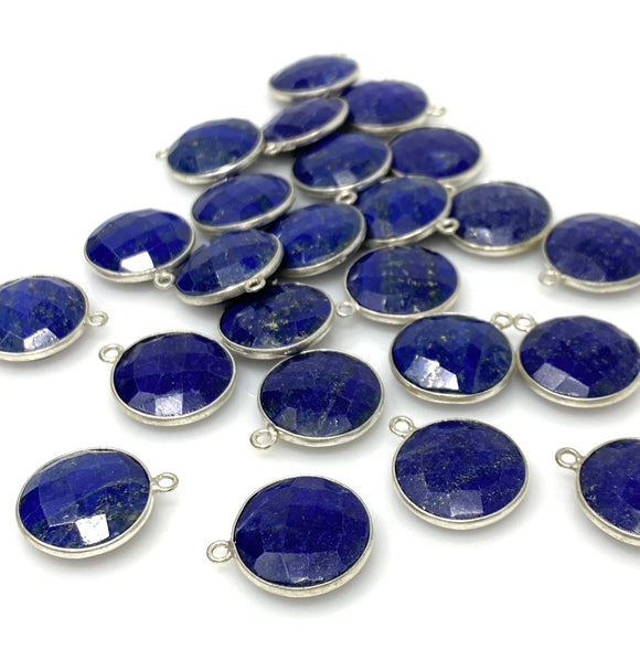 12Pcs / 13Pcs Lapis Lazuli Charms, Silver Plated Lapis Lazuli Gemstone Charms, Bulk Jewelry Findings