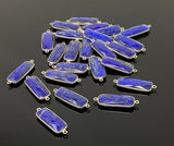 12 Pcs Lapis Lazuli Connectors, Silver Plated Lapis Lazuli Connector Links, Bulk Jewelry Findings
