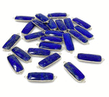 12 Pcs Lapis Lazuli Connectors, Silver Plated Lapis Lazuli Connector Links, Bulk Jewelry Findings