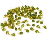 10 Pcs Peridot Electroplated Charms , Natural Peridot Rough Pendant Charms, Bulk Wholesale Jewelry Supplies, 12x6mm - 13x9mm