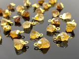 10 Pcs Raw Citrine Electroplated Charms , Natural Citrine Rough Pendant Charms, Bulk Wholesale Jewelry Supplies, 12mm- 15mm