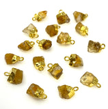 10 Pcs Raw Citrine Electroplated Charms , Natural Citrine Rough Pendant Charms, Bulk Wholesale Jewelry Supplies, 12mm- 15mm