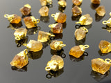 10 Pcs Raw Citrine Electroplated Charms , Natural Citrine Rough Pendant Charms, Bulk Wholesale Jewelry Supplies, 12mm- 15mm