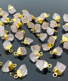 10 Pcs Raw Rose Quartz Electroplated Charms , Natural Rose Quartz Rough Pendant Charms, Bulk Wholesale Jewelry Supplies, 12mm- 15mm