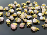 10 Pcs Pink Opal Raw Cap Charms , Natural Pink Opal Rough Electroplated Charms, Bulk Wholesale Jewelry Supplies, 12mm- 15mm