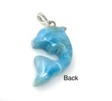 Larimar Dolphin Pendant - 14g Silver Pave Diamond Larimar Pendant , Spiritual Emotional Healing Chakra Jewelry, December Birthstone Gifts