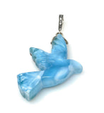 Larimar Pendant, Silver Larimar Bird Pendant, Pave Diamond Gemstone Pendant, Spiritual Healing Chakra Crystal Jewelry, Meditation Jewelry