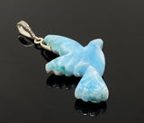 Larimar Pendant, Silver Larimar Bird Pendant, Pave Diamond Gemstone Pendant, Spiritual Healing Chakra Crystal Jewelry, Meditation Jewelry