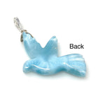 Rare Larimar Bird Pave Diamond Silver Pendant, Spiritual Jewelry, Chakra Healing Gemstone Jewelry, Calmness Crystal Pendant, Gifts for Her