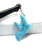 Larimar Bird Pave Diamond Pendant, Chakra Jewelry, Spiritual Healing Crystal Jewelry, Emotional Healing December Birthstone Large Pendant