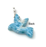 Larimar Bird Pave Diamond Pendant, Chakra Jewelry, Spiritual Healing Crystal Jewelry, Emotional Healing December Birthstone Large Pendant