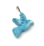 Larimar Bird Pave Diamond Pendant, Chakra Jewelry, Spiritual Healing Crystal Jewelry, Emotional Healing December Birthstone Large Pendant