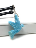 Larimar Pendant, Pave Diamond Silver Larimar Bird Jewelry, Spiritual Gemstone Jewelry, Throat Chakra Crystal Healing Jewelry Gifts for Her