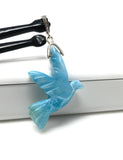 Larimar Pendant, Pave Diamond Silver Larimar Bird Jewelry, Spiritual Gemstone Jewelry, Throat Chakra Crystal Healing Jewelry Gifts for Her