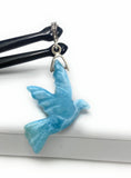 Larimar Pendant, Pave Diamond Silver Larimar Bird Jewelry, Spiritual Gemstone Jewelry, Throat Chakra Crystal Healing Jewelry Gifts for Her