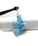 Larimar Pendant, Silver Larimar Bird Pendant, Pave Diamond Gemstone Pendant, Spiritual Healing Chakra Crystal Jewelry, Meditation Jewelry