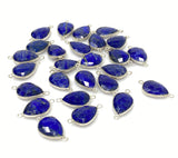 13 Pcs Lapis Lazuli Connectors, Silver Plated Lapis Lazuli Connector Links, Bulk Jewelry Findings
