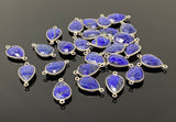 13 Pcs Lapis Lazuli Connectors, Silver Plated Lapis Lazuli Connector Links, Bulk Jewelry Findings