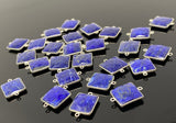 13 Pcs Lapis Lazuli Connectors, Silver Plated Lapis Lazuli Connector Links, Bulk Jewelry Findings, 20x15mm - 21x16mm
