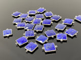 13 Pcs Lapis Lazuli Connectors, Silver Plated Lapis Lazuli Connector Links, Bulk Jewelry Findings, 20x15mm - 21x16mm