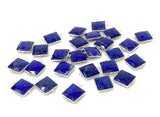 13 Pcs Lapis Lazuli Connectors, Silver Plated Lapis Lazuli Connector Links, Bulk Jewelry Findings, 20x15mm - 21x16mm