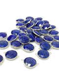 10Pcs / 12 Pcs Lapis Lazuli Connectors, Silver Plated Lapis Lazuli Connector Links, Bulk Jewelry Findings, 21x15.5mm