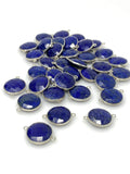 10Pcs / 12 Pcs Lapis Lazuli Connectors, Silver Plated Lapis Lazuli Connector Links, Bulk Jewelry Findings, 21x15.5mm