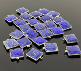 13Pcs Lapis Lazuli Charms, Silver Plated Lapis Lazuli Gemstone Charms, Bulk Jewelry Findings