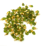 10 Pcs Peridot Electroplated Charms , Natural Peridot Rough Pendant Charms, Bulk Wholesale Jewelry Supplies, 12x6mm - 13x9mm