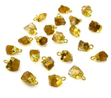 10 Pcs Raw Citrine Electroplated Charms , Natural Citrine Rough Pendant Charms, Bulk Wholesale Jewelry Supplies, 12mm- 15mm