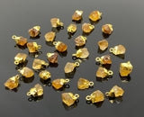 10 Pcs Raw Citrine Electroplated Charms , Natural Citrine Rough Pendant Charms, Bulk Wholesale Jewelry Supplies, 12mm- 15mm