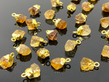 10 Pcs Raw Citrine Electroplated Charms , Natural Citrine Rough Pendant Charms, Bulk Wholesale Jewelry Supplies, 12mm- 15mm