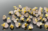 10 Pcs Raw Rose Quartz Electroplated Charms , Natural Rose Quartz Rough Pendant Charms, Bulk Wholesale Jewelry Supplies, 12mm- 15mm