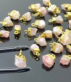 10 Pcs Pink Opal Raw Cap Charms , Natural Pink Opal Rough Electroplated Charms, Bulk Wholesale Jewelry Supplies, 12mm- 15mm