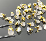 10 Pcs Rainbow Moonstone Raw Cap Charms , Natural Rainbow Moonstone Rough Electroplated Charms, Bulk Wholesale Jewelry Supplies, 12mm- 15mm