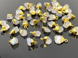 10 Pcs Rainbow Moonstone Raw Cap Charms , Natural Rainbow Moonstone Rough Electroplated Charms, Bulk Wholesale Jewelry Supplies, 12mm- 15mm