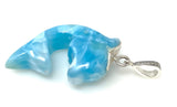 Larimar Dolphin Pendant - 14g Silver Pave Diamond Larimar Pendant , Spiritual Emotional Healing Chakra Jewelry, December Birthstone Gifts