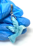 14g Rare Large Larimar Bird Pave Diamond Pendant, Silver Bohemian Jewelry, Dominican Republic Larimar Pendant, Larimar Bird Pendant