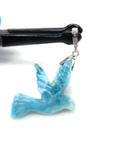 Larimar Bird Pave Diamond Pendant, Chakra Jewelry, Spiritual Healing Crystal Jewelry, Emotional Healing December Birthstone Large Pendant