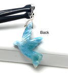 Larimar Pendant, Pave Diamond Silver Larimar Bird Jewelry, Spiritual Gemstone Jewelry, Throat Chakra Crystal Healing Jewelry Gifts for Her