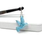 Larimar Bird Pave Diamond Pendant, Chakra Jewelry, Spiritual Healing Crystal Jewelry, Emotional Healing December Birthstone Large Pendant