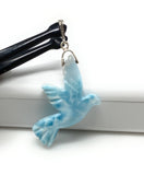 14g Rare Large Larimar Bird Pave Diamond Pendant, Silver Bohemian Jewelry, Dominican Republic Larimar Pendant, Larimar Bird Pendant