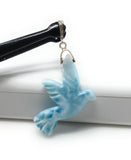 14g Rare Large Larimar Bird Pave Diamond Pendant, Silver Bohemian Jewelry, Dominican Republic Larimar Pendant, Larimar Bird Pendant