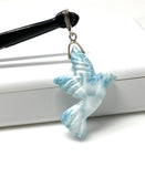 16g Rare Large Larimar Bird Pendant, Pave Diamond Larimar Pendant, Silver Bohemian Jewelry, Dominican Republic Larimar Pendant
