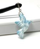 16g Rare Large Larimar Bird Pendant, Pave Diamond Larimar Pendant, Silver Bohemian Jewelry, Dominican Republic Larimar Pendant