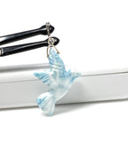 16g Rare Large Larimar Bird Pendant, Pave Diamond Larimar Pendant, Silver Bohemian Jewelry, Dominican Republic Larimar Pendant