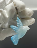 16g Rare Large Larimar Bird Pendant, Pave Diamond Larimar Pendant, Silver Bohemian Jewelry, Dominican Republic Larimar Pendant