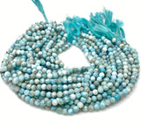 13" Natural Larimar Gemstone Beads, Genuine Dominican Republic Larimar Beads - AA Quality, Bulk Wholesale Jewelry Supplies, Healing Crystal