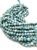 13" Natural Larimar Gemstone Beads, Genuine Dominican Republic Larimar Beads - AA Quality, Bulk Wholesale Jewelry Supplies, Healing Crystal