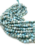 13" Natural Larimar Gemstone Beads, Genuine Dominican Republic Larimar Beads - AA Quality, Bulk Wholesale Jewelry Supplies, Healing Crystal